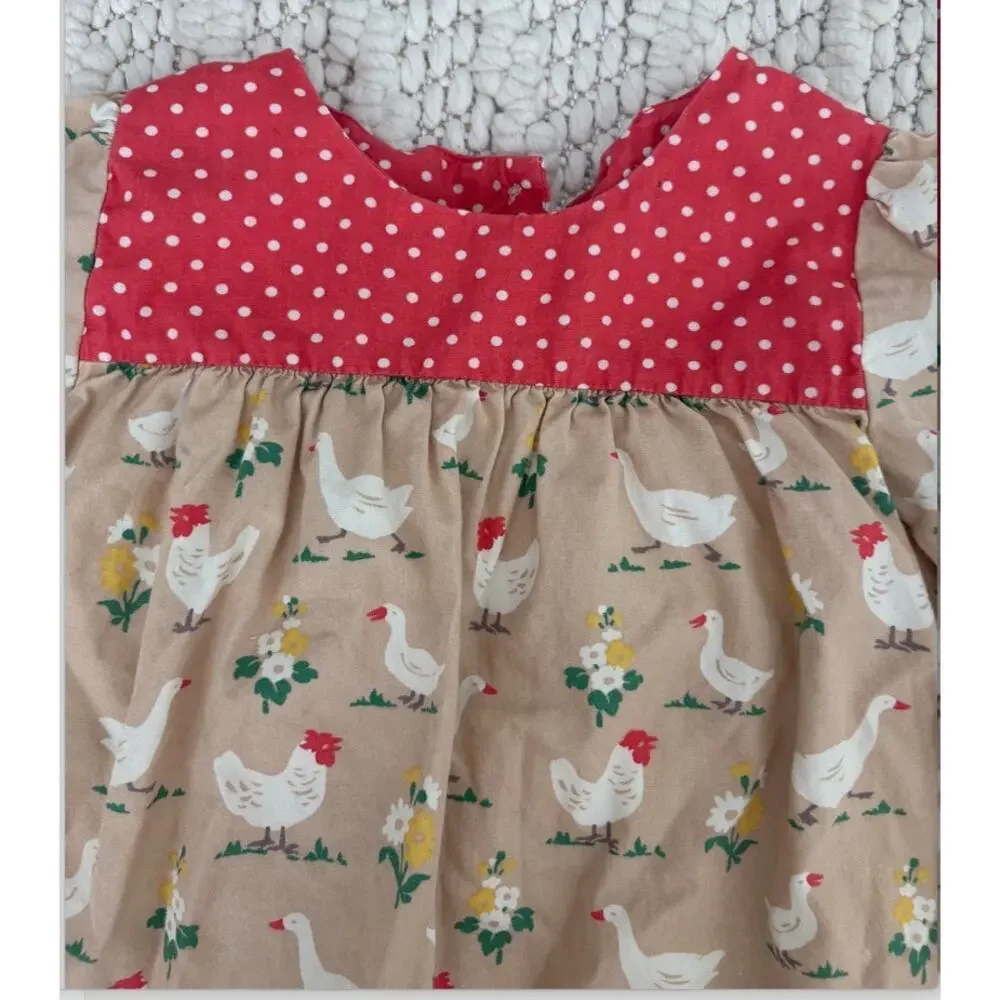 Baby Girl Boden Chicken and Duck Dress Size 12-18 Months
